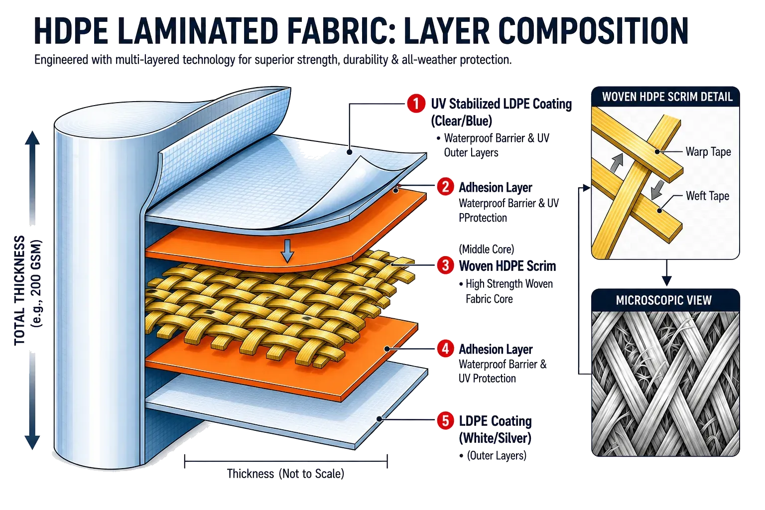 HDPE laminated fabric layer composition